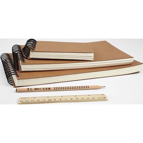 Retro Kraft Spiral Binding Blank page Graffiti Sketchbook Notebook Diary for Drawing Painting Graffiti Soft Cover Graduation