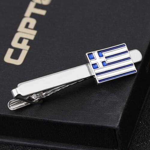 Greece flag tie clip blue white copper Tie Clips cufflinks set Business enamel Tie Clip motherland lover Necktie party Clips man