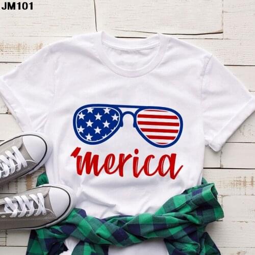 2021 Summer New Womens Tshirt Harajuku USA Flag Printed Lady T Shirt Casual Fashion Short Sleeve White Tops Tees Female T-shirt
