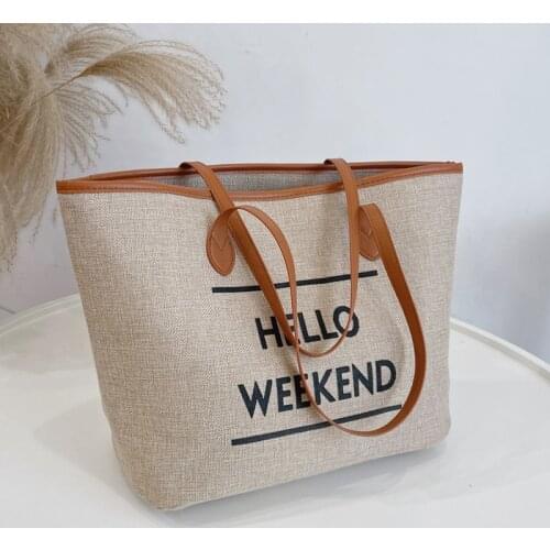 Women 2021 New Canvas Handbag Fashion Wild Beach Bag Large Capacity Shopping Bag Personalized Tote Bag Women Purse and Handbags