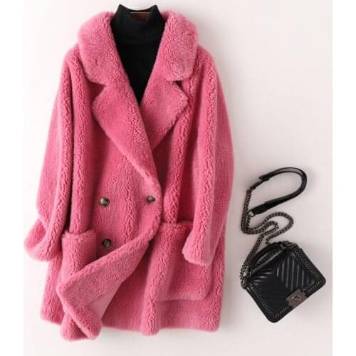 Women 2021 Winter New Oversize Real Lamb Fur Jackets Female Natural Genuine Sheep Shearing Coats Ladies Long Loose Outwear U606