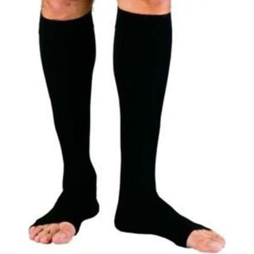 Women Zipper Compression Zip Leg Support Knee Socks Open Toe Long Thin Socks