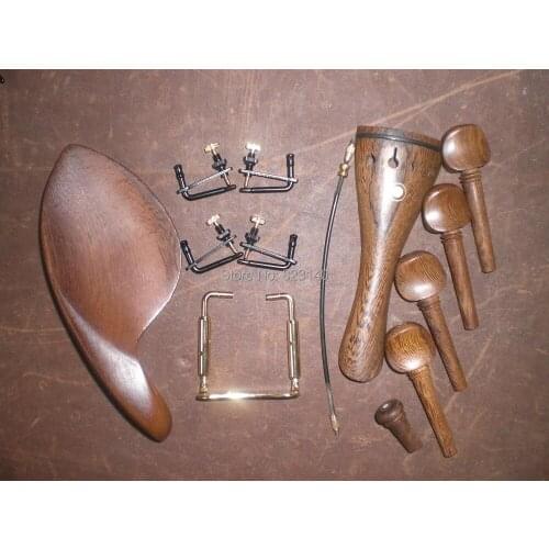 1 set Wengewood Violin parts 4/4 with string adjuster, chin rest screw & tail gut