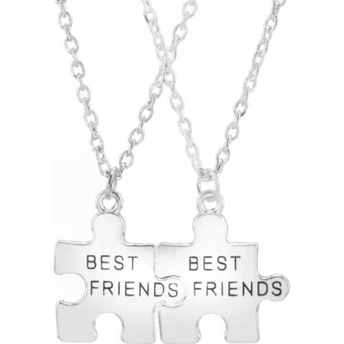 1 Pair Puzzle Necklaces&Pendants Best Friends Necklace Link Chain Charms Fashion Accessories Necklace Women Girls Choker