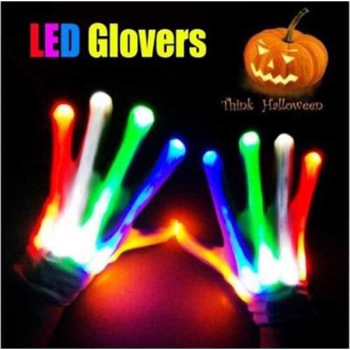 1PCS Creative Personality LED Luminous Lighting Glovers With Battery Colorful Halloween Christmas Party Cosplay Flashing Glove