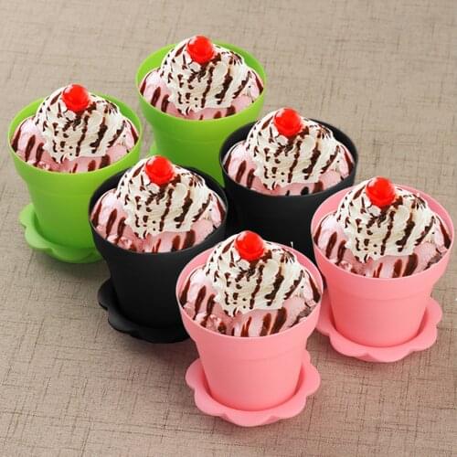 10 Set Flowerpot Style DIY Baking Jelly Cake Mousse Yogurt Storage Holder Cup with Lids Shovel Scoops for Party Supplies