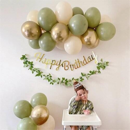 19pcs Bean Green Latex Balloons Garland Arch Kit Jungle Birthday Party Baby Shower Wedding Decoration Kids Helium Balloons Arch