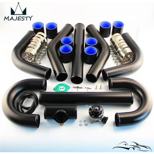 2" 50mm Universal Intercooler Pipe Piping Kit 8PCS + BOV Turbo Blow Off Valve Kit Black