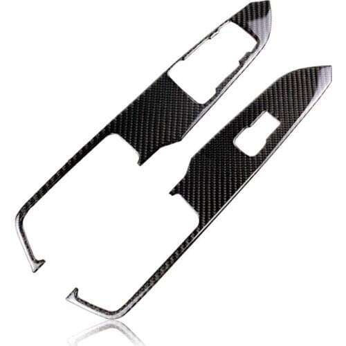 2Pcs Carbon Fiber Car Window Lift Switch Panel Stickers for Mustang 2015-2019