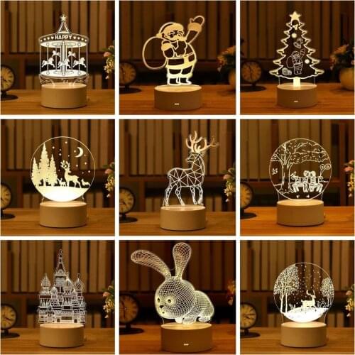 3D Night Lamp Desktop Night Light Boys and Girls Holiday new Year Gift Christmas Decorative Bedroom Bedside Table Lamp Navidad