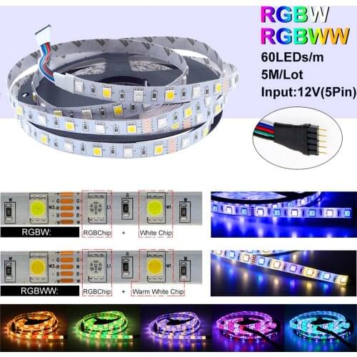 5M 5050 RGB White RGBWW IP67 Waterproof Flexible LED Strip Lights Holiday Light DC 12V Desk Lamp Night Lighting Garden Lighting