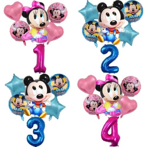 6pcs Disney Mickey Mouse Party Balloons Minnie Mouse Birthday Party Decorations Baby Shower Decor Kids Party Mickey Balloon