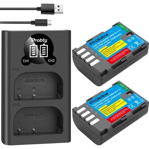 2Pcs 2300mAh DMW-BLF19 DMW BLF19 BLF19E DMW-BLF19e DMW-BLF19PP Battery+ LED Dual USB Charger for Panasonic Lumix GH3 GH4 GH5 G9