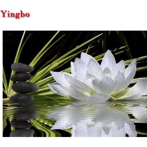 Full square/ round drill 5D DIY diamond painting Stone lotus water embroidery cross stitch 3D flower home decoration gift