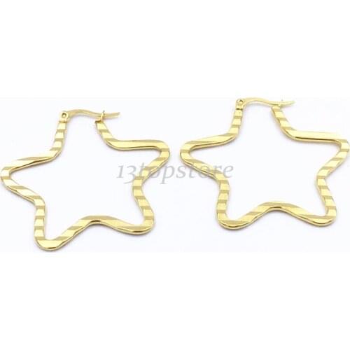 Free shipping 6pairs 44 mm diameter pentagon cut grain stainless steel earrings jewelry jewelry gifts