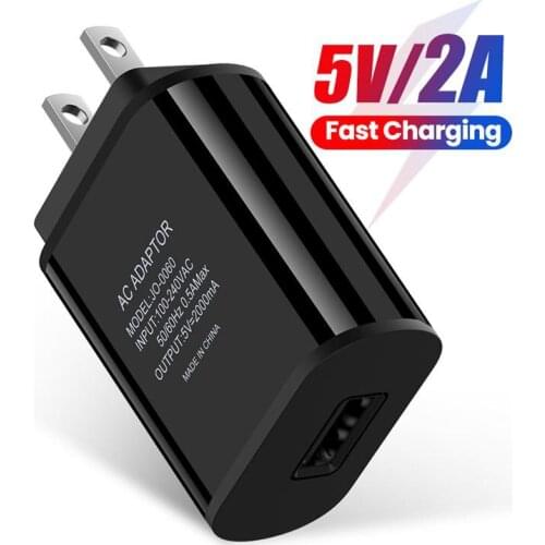 10W Quick Charging USB Charger For Huawei Mate 40 Samsung S10 Portable US Plug 5V2A Mobile Phone Charger For Xiaomi 10 Redmi K40