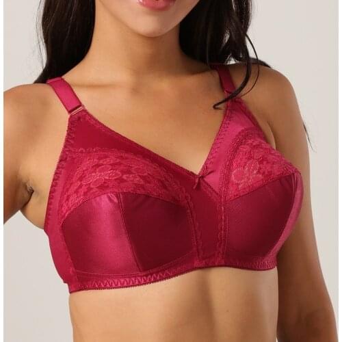 Full Cup Wireless Big Cup Bra Ultra-Thin Plus Size Underwear Lace Red Female European American C D E F Push Up Bras for Women