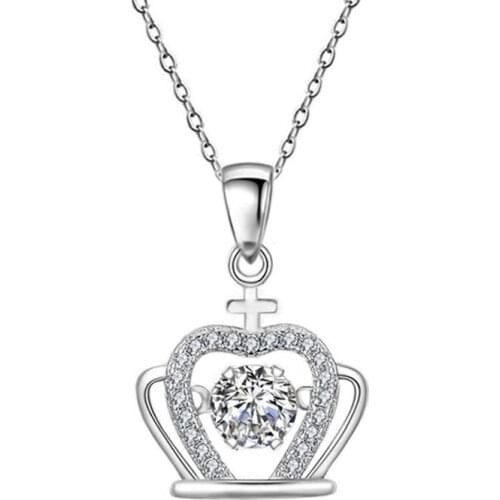 S925 Sterling Silver Elegant Queen Crown Choker Necklace Silver Color Chain Tiny Crystal Pendant Necklace Women Jewelry