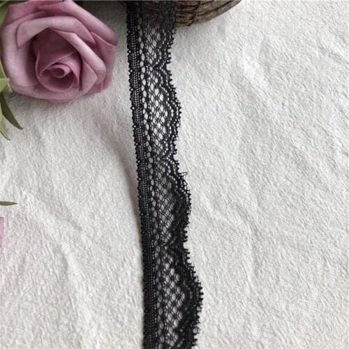 Black lace 2.5cm S1622 fabric diy decorative high quality soft off nylon lace trim wedding dress fabric