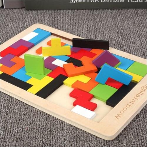 3d Puzzle Wooden Montessori Tangram Math Toys Tetris Game Puzzles For Kids Magination Intellectual Educational Toy For Children