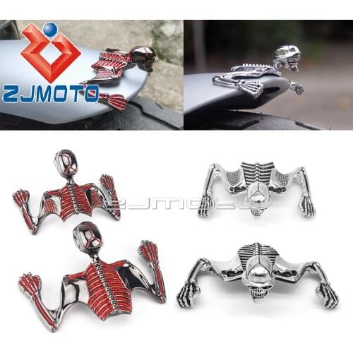 For Harley Suzuki Bobber Chopper Cruiser Motorcycle 3D Skull Fender Headlight Visor Skeleton Ornament Decorative Figure Metal