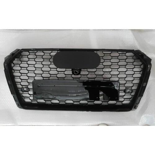 For RS4 Style Front Sport Hex Mesh Honeycomb Hood Grill Gloss Black for Audi A4/S4 B9 2017-2019