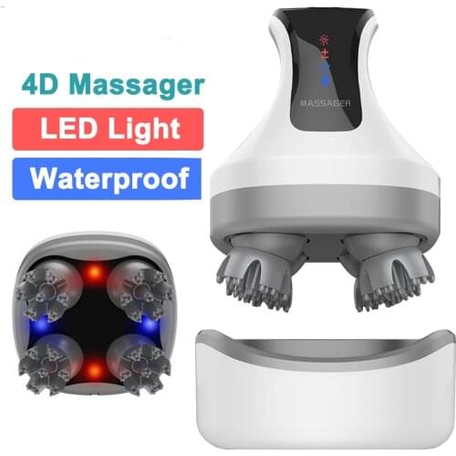 4D Electric Head Massager Wireless Scalp Massage IPX7 Waterproof Promote Hair Growth Body Deep Tissue Kneading Scalp Massage