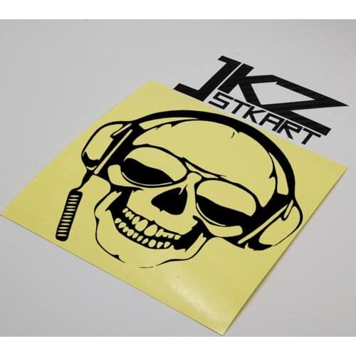 JKZ STKART Vinyl Die Cut Car Sticker Decal Cool Earphone Skull 12 x 12 cm for Motor Bike Truck Helmet Decorated Stickers