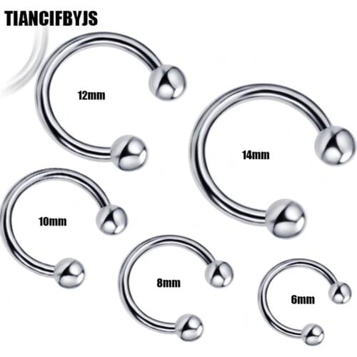 TIANCIFBYJS Piercing Nose Stainless horseshoe Ring Mix 6/8/10/12/14mm 100pcs for CBR Nose ring Piercing Septum Body jewelry