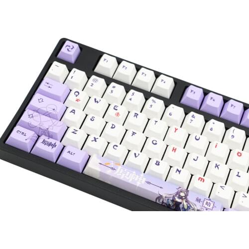 Genshin Impact Keqing Keycap PBT Sublimation Keycap Mechanical Keyboard Game Theme Keyboard Cap