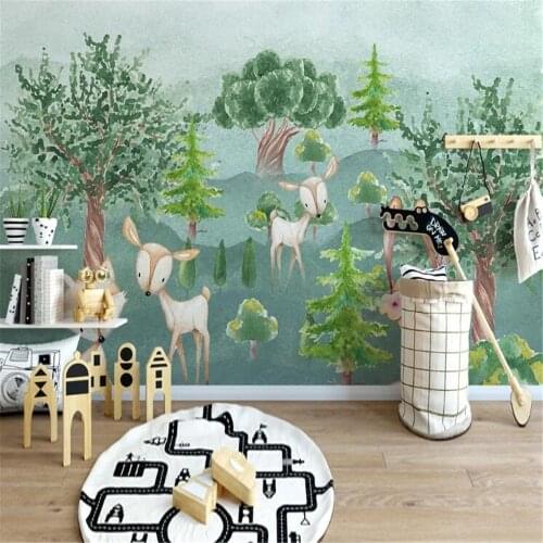 Milofi custom photo wallpaper 3D printing hand-painted cartoon animal forest childrens room background wall home decoration mur