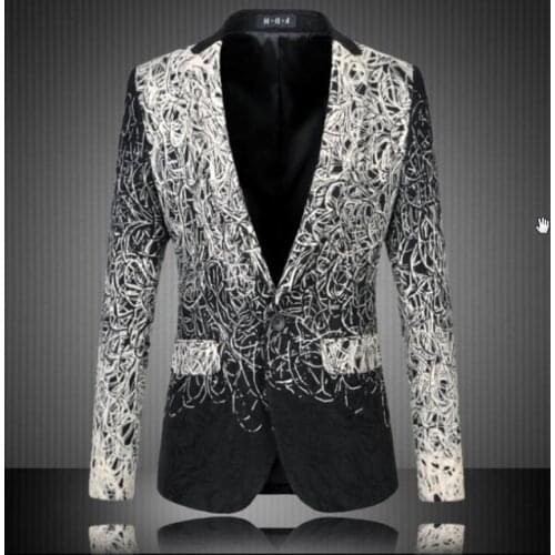 Fashion 2021 New Design Men Blazer Floral Suit Personality Casual Blazer For Men Blazer Slim Fit Jacket Men Plus Size 5XL 6XL