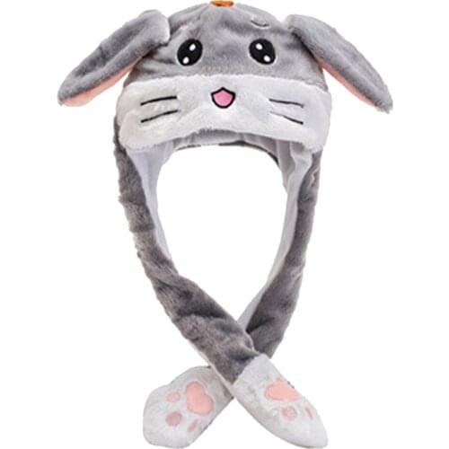 Fashion Can Moving Rabbit Ears Cap Embroidery Cartoon Plush Rabbit Ears Caps Cute Warm Hats Wrap Soft Hat For Women/Child/Girls