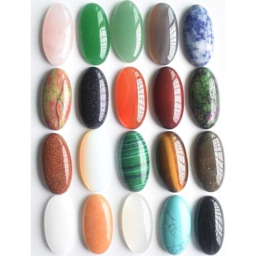 Wholesale 20pcs/Lot fashion assorted natural Stone oval shape cab cabochons beads for Jewelry accessories making 15x30mm free