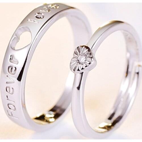 Personalized Stainless Steel 1-Tone Forever Love Ring - Free Inside Engraving 2pcs/pair