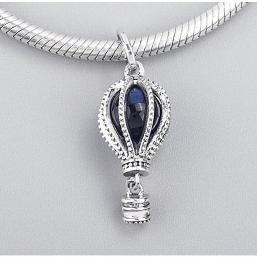 Authentic S925 Silver Bead DIY Jewelry Openwork Air Balloon Dangle Charm fit Lady Bracelet Bangle