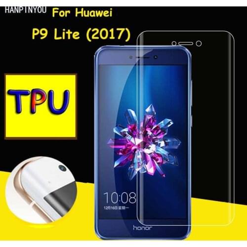 Full Coverage Clear Soft TPU Film Screen Protector For Huawei P9 Lite P9Lite 2017 5.2" Cover Curved Parts (Not Tempered Glass)