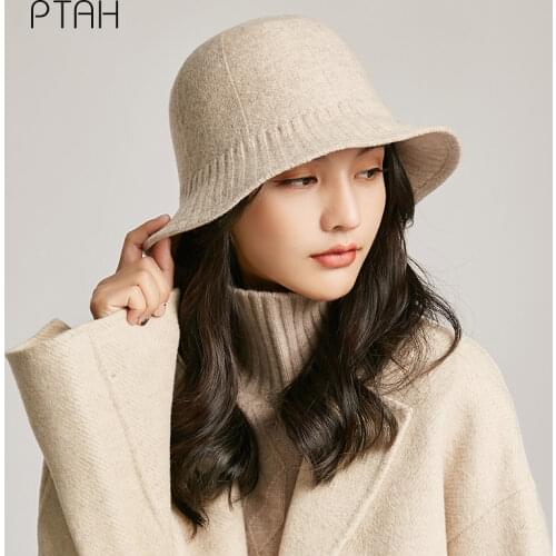 [PTAH] Winter Hats for Woman New Knitted Woolen Hat Girls Autumn Female Brim Caps Warmer Bonnet Ladies Casual Cap 2021 New Hats