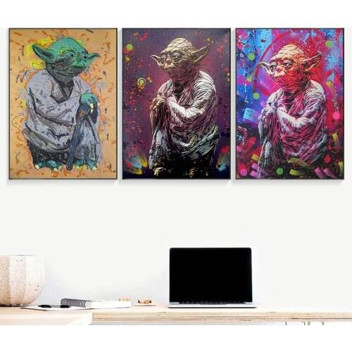 Disney Star Wars Yoda Colorful Canvas Paintings Cartoon Movie Posters and Prints Wall Art Pictures for Living Room Home Decor