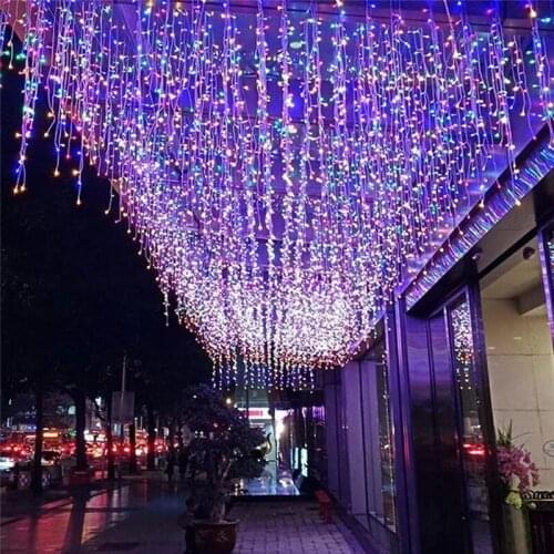 Christmas String Waterfall Curtain Lights Droop Fairy Light 8 Modes for Indoor Outdoor Patio Wedding Christmas Party Home Decor