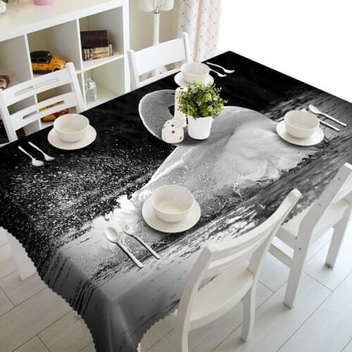 3D Tablecloth Custom Play Water Swan Pattern Dust-proof Thick Polyester Cotton Party Wedding Outdoor Home Decoration Table Cloth