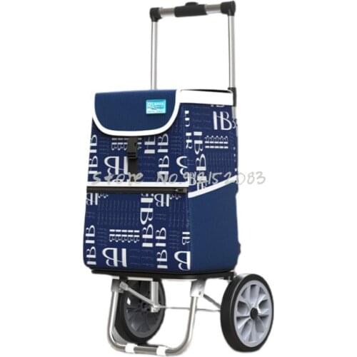 Elderly Grocery Shopping Cart, Small Cart, Folding Portable Trolley, Retractable Retractable Lifting Trolley, Pulling Cart, Net