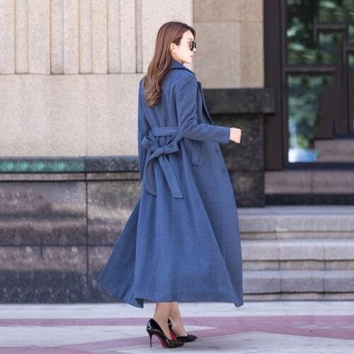 Plus size Autumn/winter Windbreaker Wool coat Korean Slim Temperament Long Overcoat 2019 High-grade Women Woolen jacket Coat 5XL