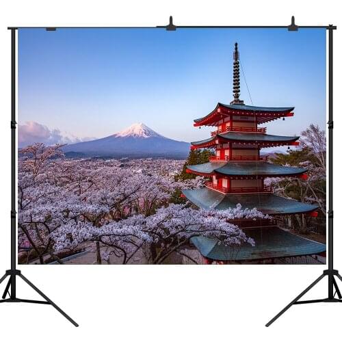 Lyavshi vinyl photography background Mount Fuji Architecture sakura snow mountain Japanese style Natural Scenery backdrop