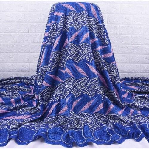 Zhenguiru Blue High Quality African Lace Fabric Swiss Voile Lace Fabric Embroidery Nigeria Fabric For Women Wedding Party A2033
