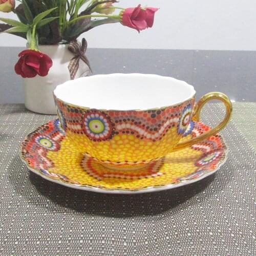 High grade British bone china coffee cup set creative simple afternoon tea cup with European style ceramic black tea cup dish