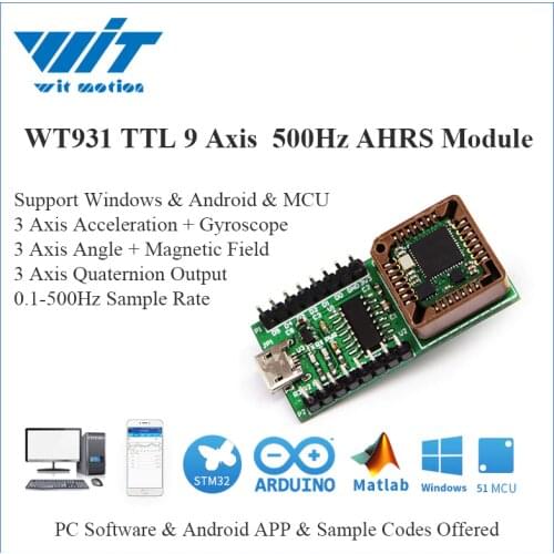 WitMotion WT931 Up To 1000Hz AHRS IMU 9 Axis Sensor Angle + Accelerometer + Gyroscope + Magnetometer MPU-9250 on PC/Android/MCU