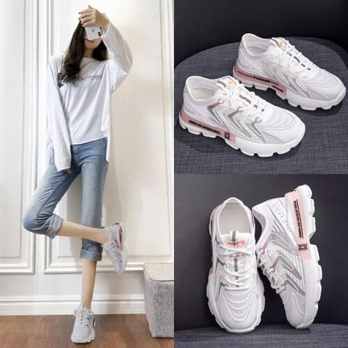Sneakers Off White Shoes Woman Genuine Leather Lace-Up Mixed Colors Summer Mesh Med (3cm-5cm) Zapatos De Mujer