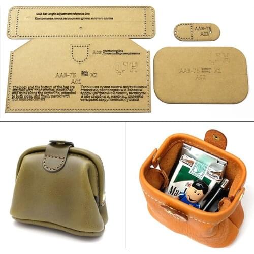 1Set Of Leather Craft Fashion Personality Handbag Gold Wallet Sewing Pattern Hard Acrylic and Kraft Paper Stencil Template13*9cm