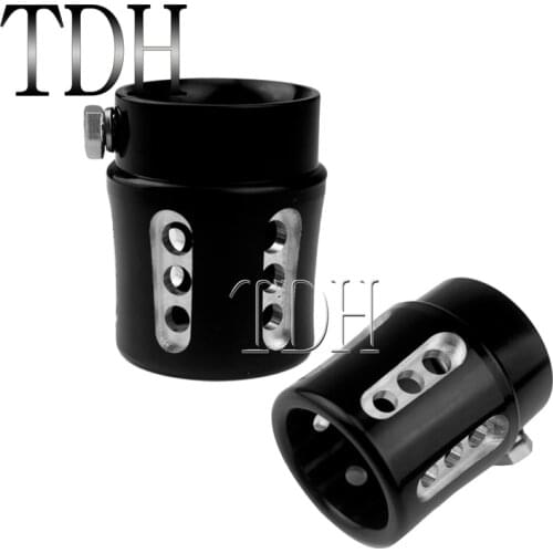 2PCS Old School Billet Aluminum 1-3/4" Exhaust Muffler Tip Tail End Cap Cover 45mm Pipe Tip Universal for Cafe Racer